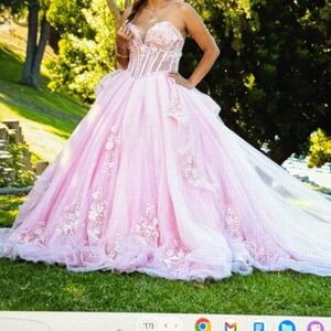 Elegant Pink Ball Gown with Train